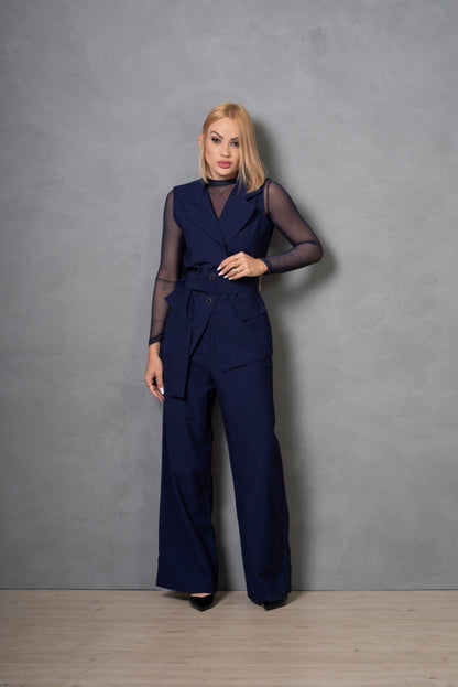 Conjunto Feminino Colete Alongado e Calça Social Elegante