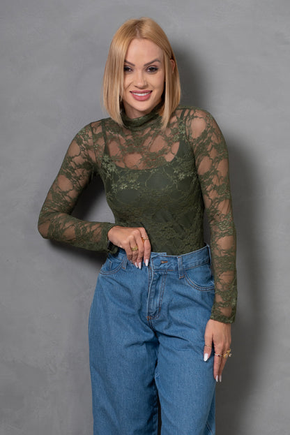 Body Feminino em Renda Delicado e Elegante