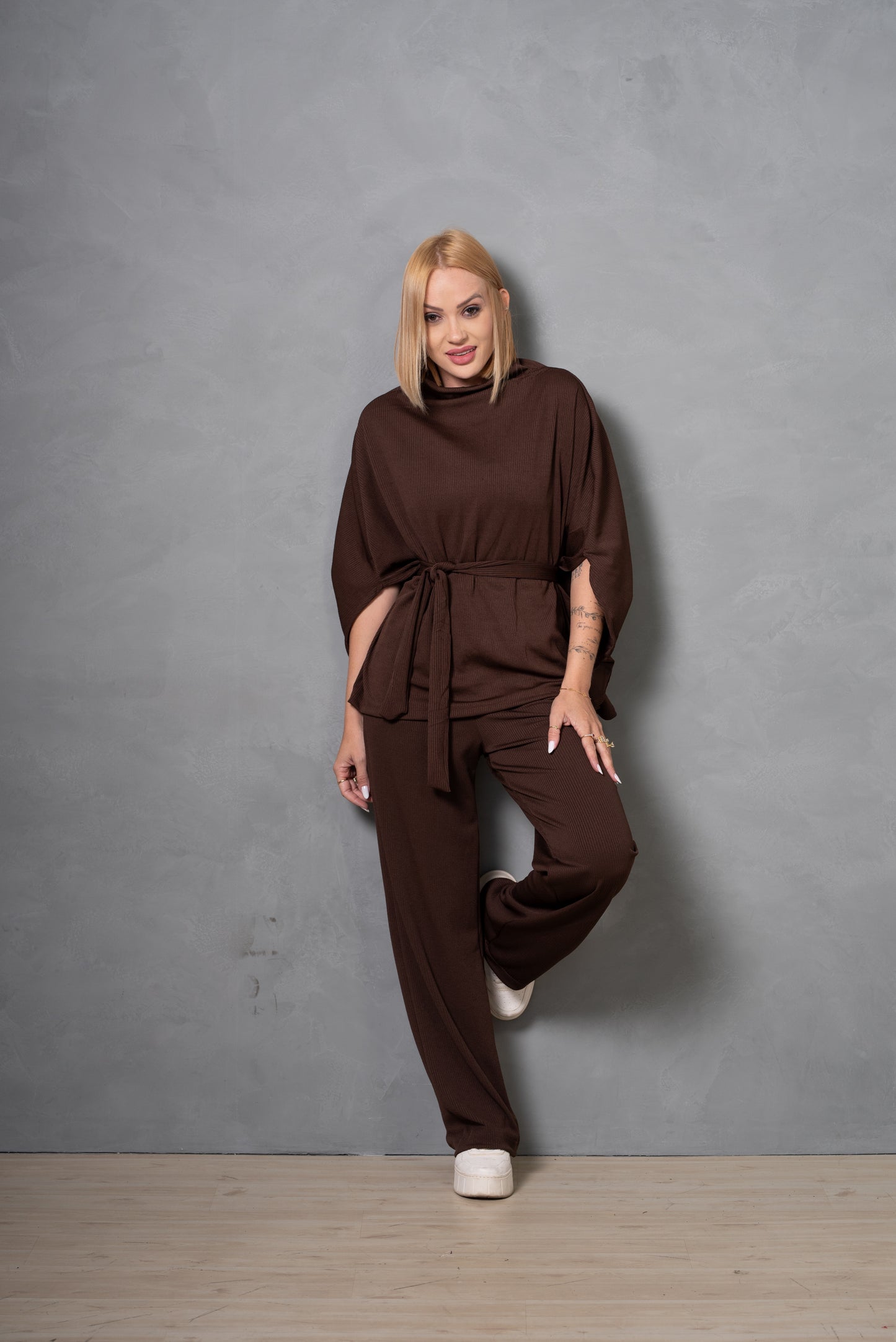 Conjunto Feminino Ana em Tecido Ruga com Amarração